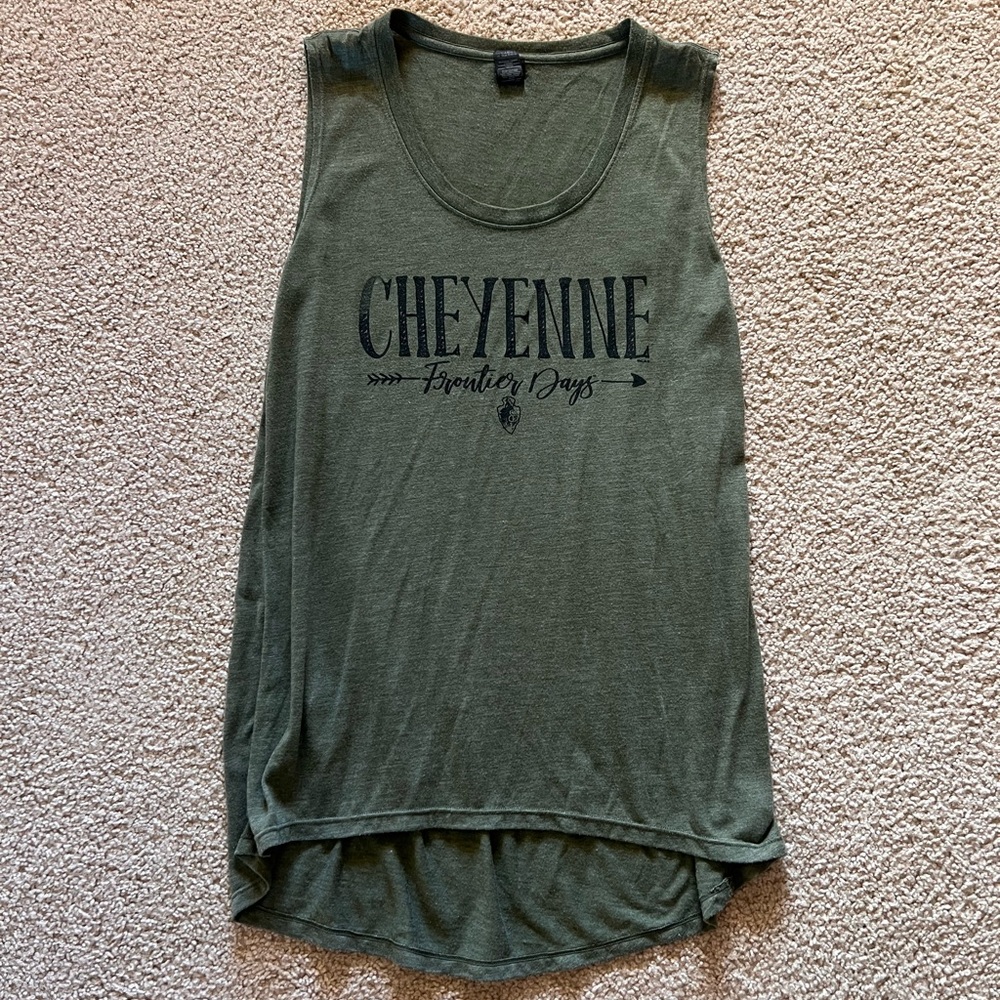 Cheyenne Olive Green Graphic Tank Top